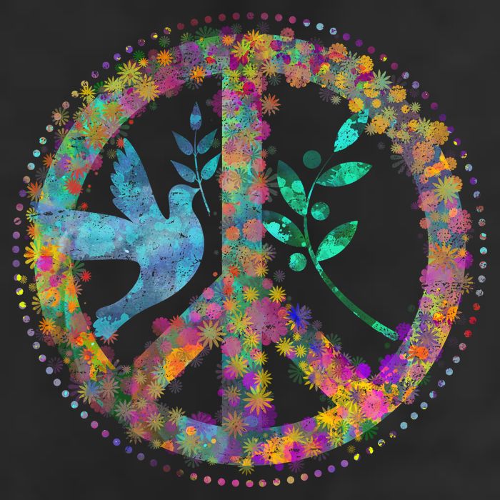 Earth Watercolor Peace Sign Beanie