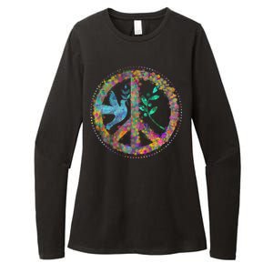 Earth Watercolor Peace Sign Womens CVC Long Sleeve Shirt