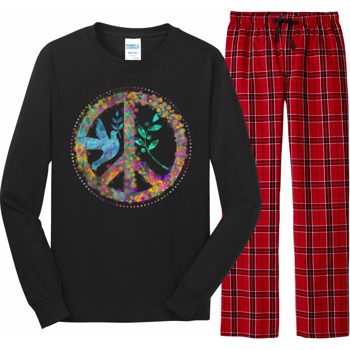 Earth Watercolor Peace Sign Long Sleeve Pajama Set