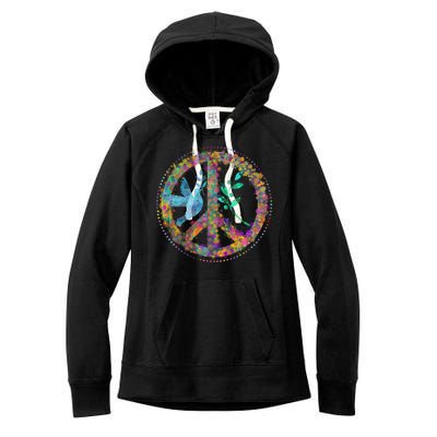 Earth Watercolor Peace Sign Women's Fleece Hoodie