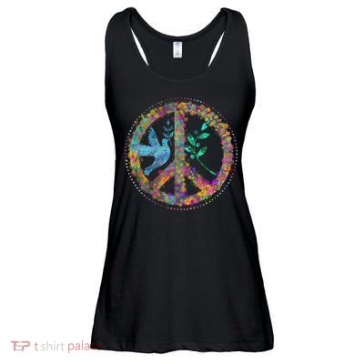 Earth Watercolor Peace Sign Ladies Essential Flowy Tank