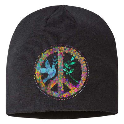 Earth Watercolor Peace Sign Sustainable Beanie