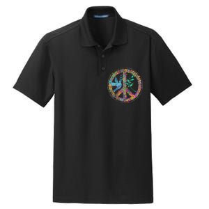 Earth Watercolor Peace Sign Dry Zone Grid Polo