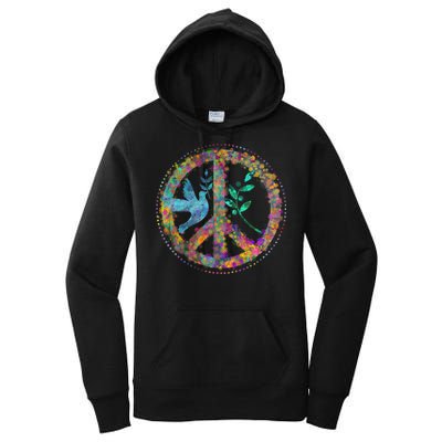 Earth Watercolor Peace Sign Women's Pullover Hoodie