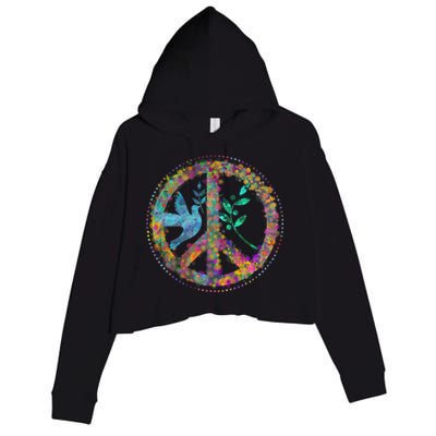 Earth Watercolor Peace Sign Crop Fleece Hoodie