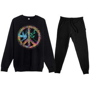 Earth Watercolor Peace Sign Premium Crewneck Sweatsuit Set