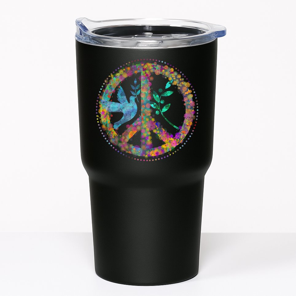 Earth Watercolor Peace Sign Tumbler