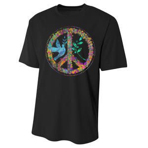 Earth Watercolor Peace Sign Performance Sprint T-Shirt