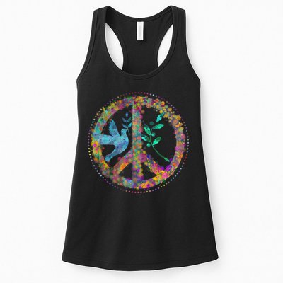 Earth Watercolor Peace Sign Womens Tank Top