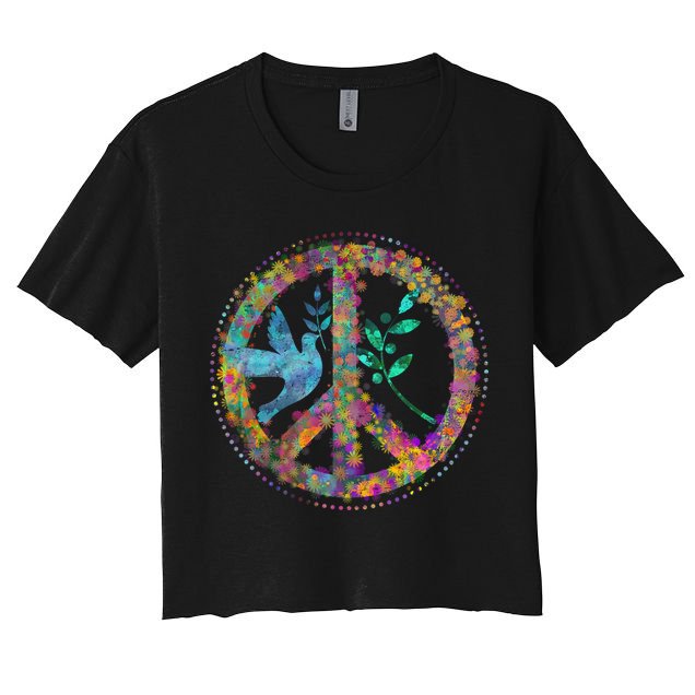 Earth Watercolor Peace Sign Crop Top