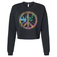 Earth Watercolor Peace Sign Cropped Pullover Crew