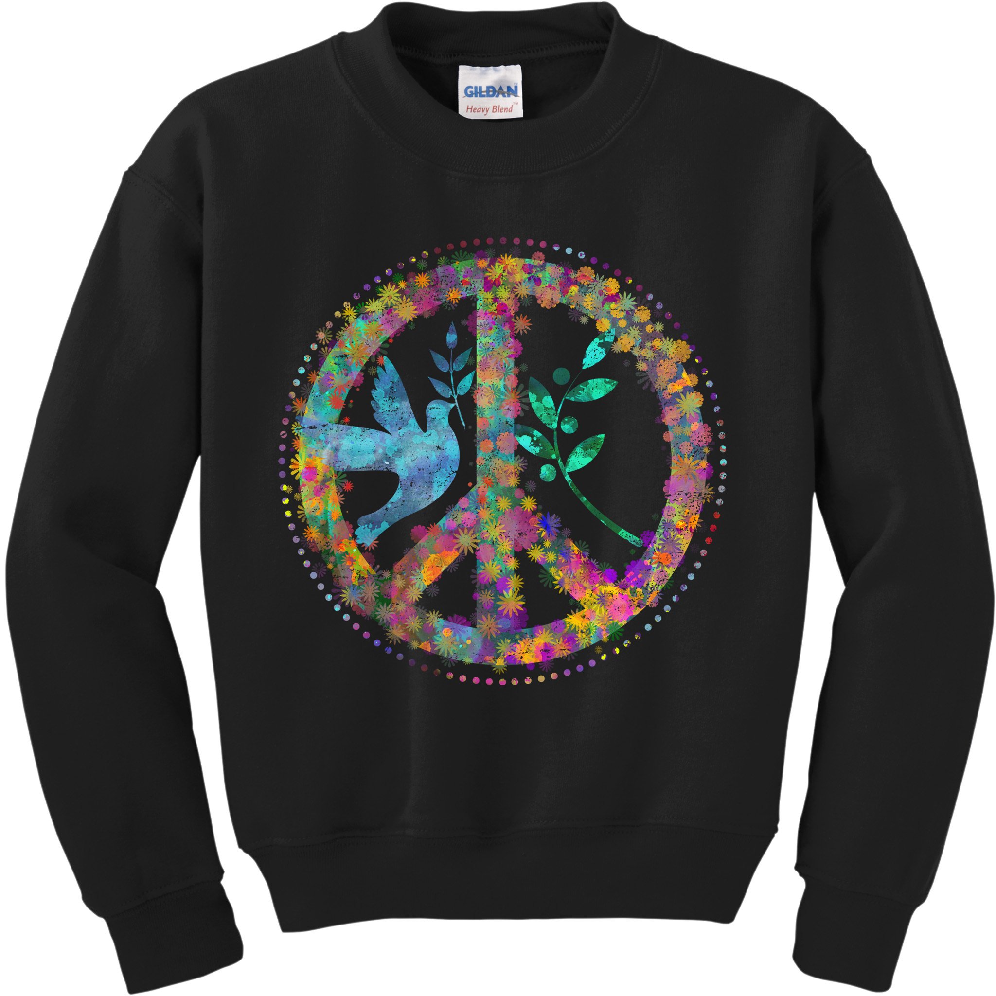 Earth Watercolor Peace Sign Kids Sweatshirt