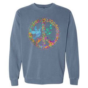 Earth Watercolor Peace Sign Garment-Dyed Sweatshirt