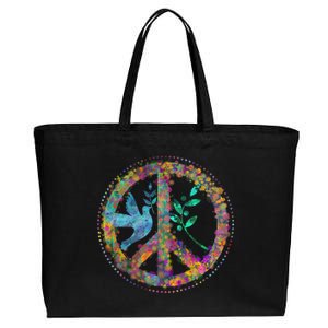 Earth Watercolor Peace Sign Cotton Canvas Jumbo Tote