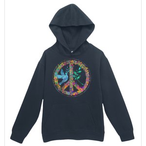 Earth Watercolor Peace Sign Urban Pullover Hoodie