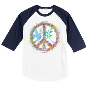 Earth Watercolor Peace Sign Baseball Sleeve Shirt