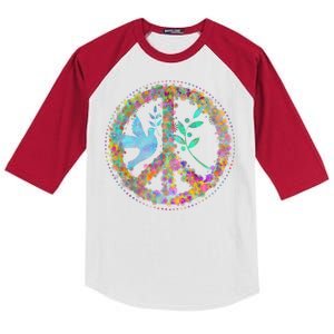 Earth Watercolor Peace Sign Kids Colorblock Raglan Jersey