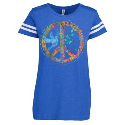 Earth Watercolor Peace Sign Enza Ladies Jersey Football T-Shirt