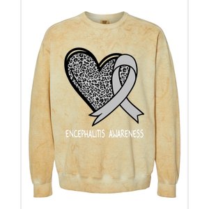 Encephalitis Awareness Silver Ribbon Funny Gift Colorblast Crewneck Sweatshirt