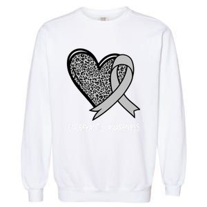 Encephalitis Awareness Silver Ribbon Funny Gift Garment-Dyed Sweatshirt