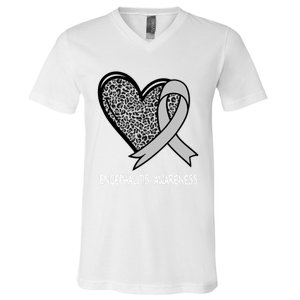 Encephalitis Awareness Silver Ribbon Funny Gift V-Neck T-Shirt