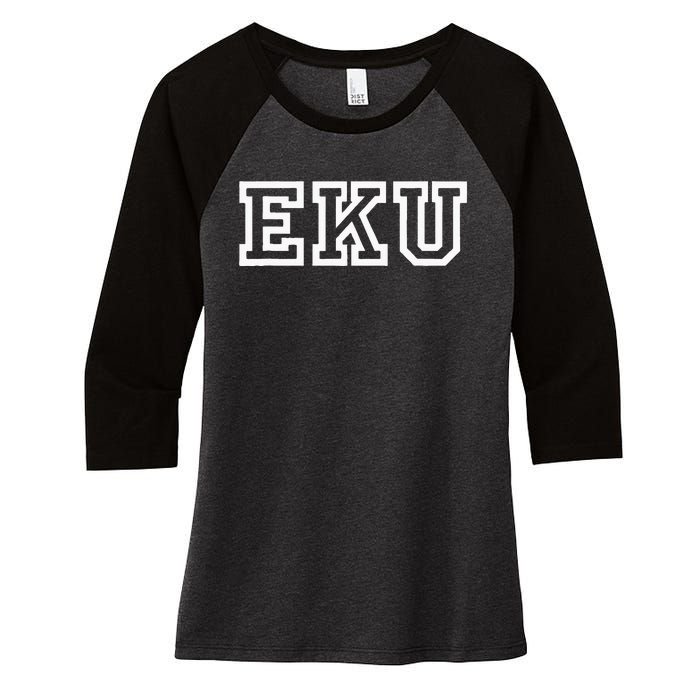 EKU Athletic Sport College University @ Alumni Women's Tri-Blend 3/4-Sleeve Raglan Shirt