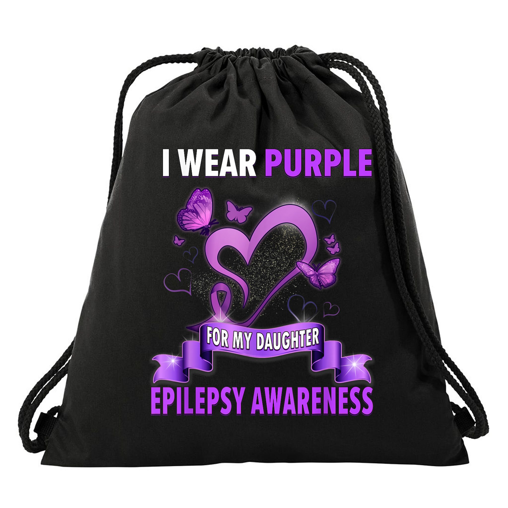 Epilepsy Awareness S I Wear Purple For My Daughter Drawstring Bag