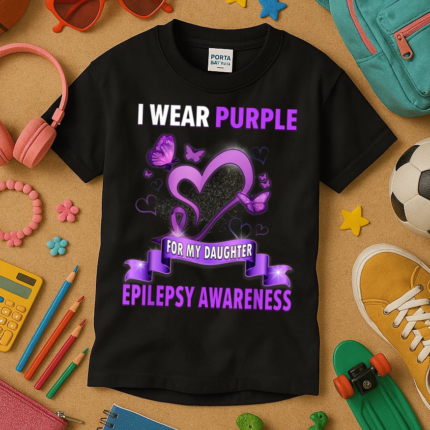 Epilepsy Awareness S I Wear Purple For My Daughter Kids T-Shirt