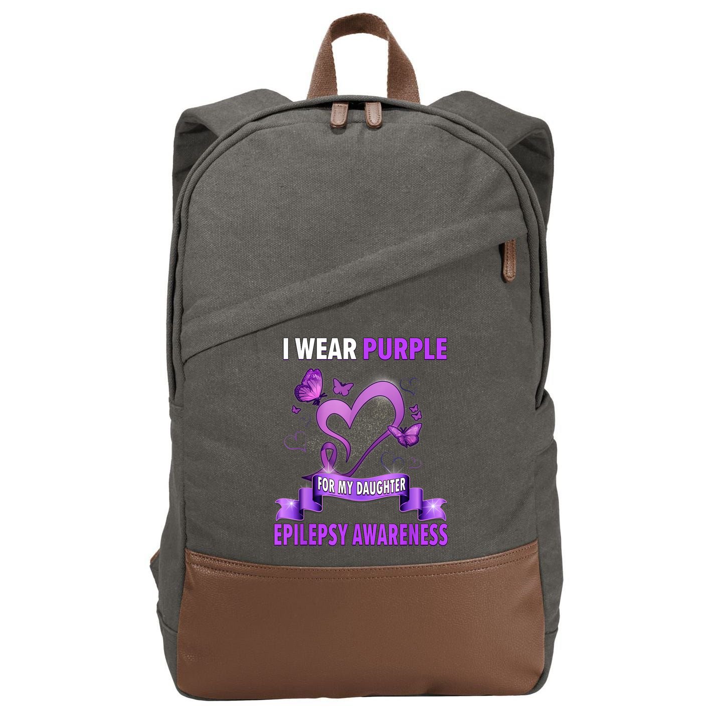 Epilepsy Awareness S I Wear Purple For My Daughter Cotton Canvas Backpack