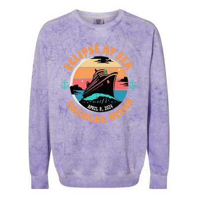 Eclipse At Sea MazatláN Mexico Total Solar Eclipse Colorblast Crewneck Sweatshirt