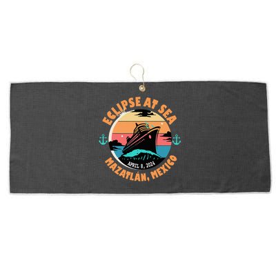 Eclipse At Sea MazatláN Mexico Total Solar Eclipse Large Microfiber Waffle Golf Towel