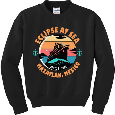 Eclipse At Sea MazatláN Mexico Total Solar Eclipse Kids Sweatshirt