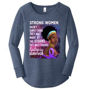 Epilepsy Awareness Strong Black Unbreakable Warrior Gift Women's Perfect Tri Tunic Long Sleeve Shirt