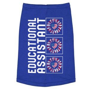 Educational Assistant Sunflower 4th Of July Usa Flag America Gift Doggie Tank