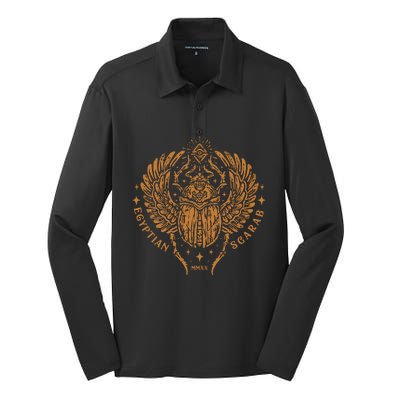 Egyptian Amulet Scarab Silk Touch Performance Long Sleeve Polo