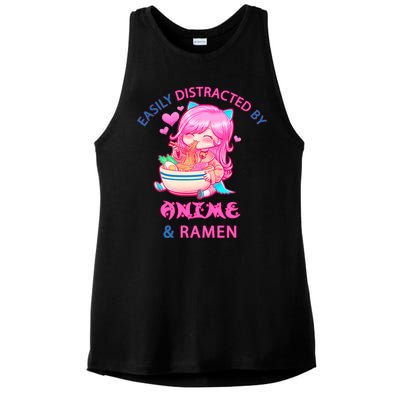 Easily Distracted By Anime & Ramen Ladies PosiCharge Tri-Blend Wicking Tank