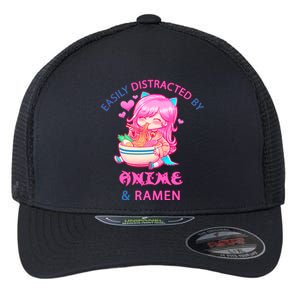 Easily Distracted By Anime & Ramen Flexfit Unipanel Trucker Cap