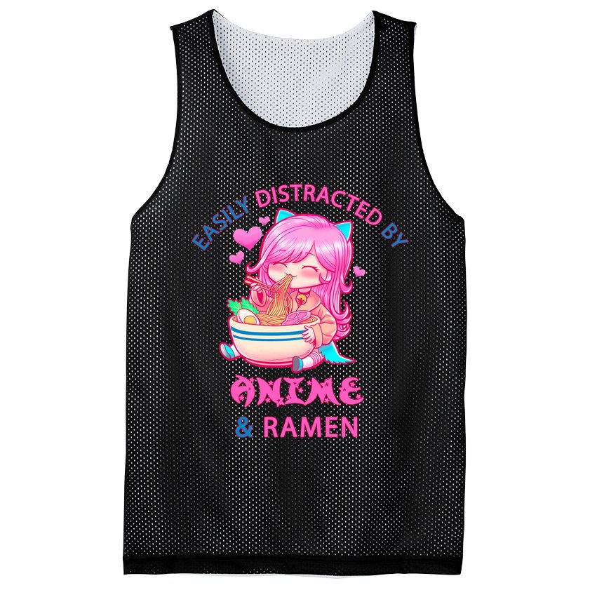 Easily Distracted By Anime & Ramen Mesh Reversible Basketball Jersey Tank