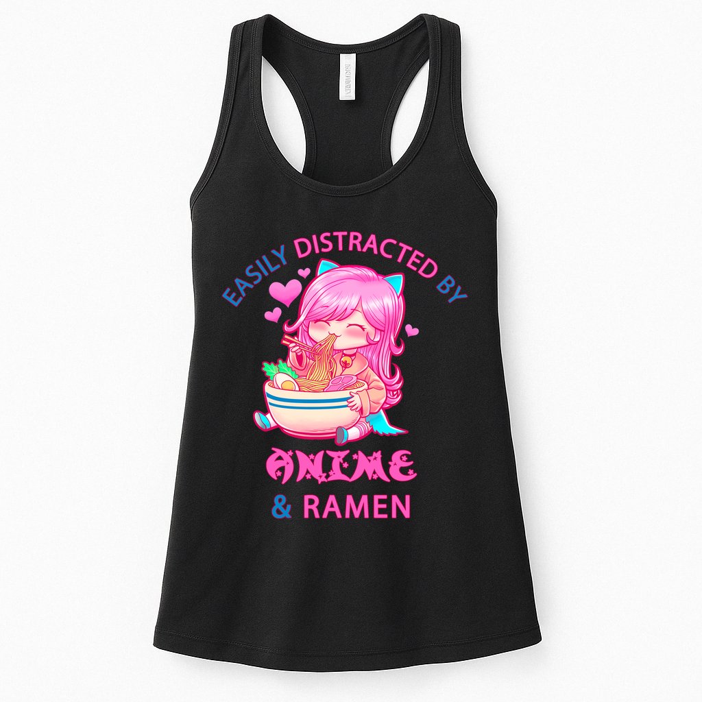 Easily Distracted By Anime & Ramen Womens Tank Top