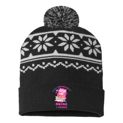 Easily Distracted By Anime & Ramen USA-Made Snowflake Beanie