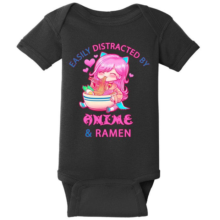 Easily Distracted By Anime & Ramen Baby Bodysuit