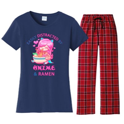 Easily Distracted By Anime & Ramen Women's Flannel Pajama Set