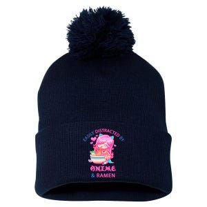 Easily Distracted By Anime & Ramen Pom Pom 12in Knit Beanie