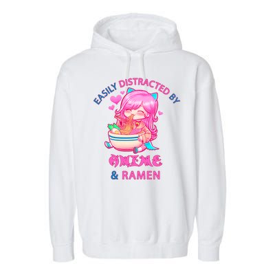 Easily Distracted By Anime & Ramen Garment-Dyed Fleece Hoodie