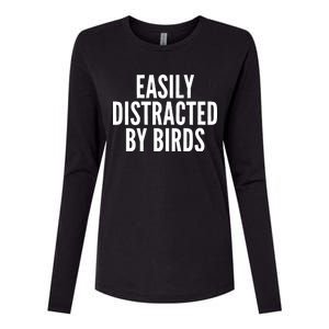 Easily Distracted By Birds Womens Cotton Relaxed Long Sleeve T-Shirt