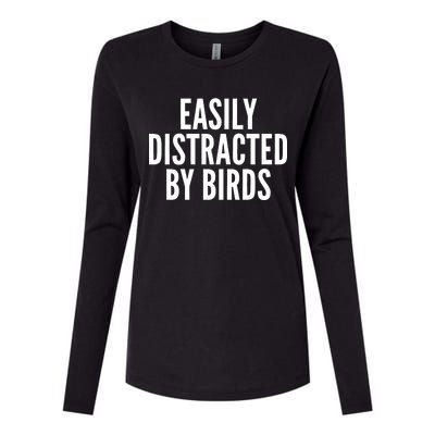 Easily Distracted By Birds Womens Cotton Relaxed Long Sleeve T-Shirt