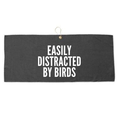 Easily Distracted By Birds Large Microfiber Waffle Golf Towel