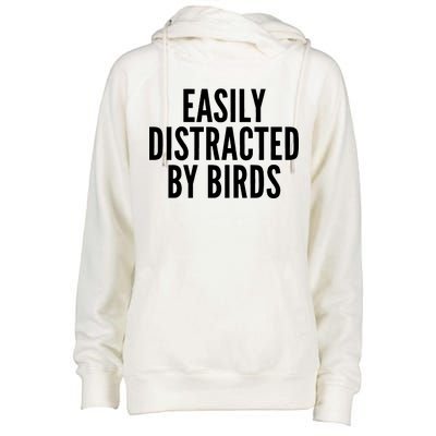 Easily Distracted By Birds Womens Funnel Neck Pullover Hood