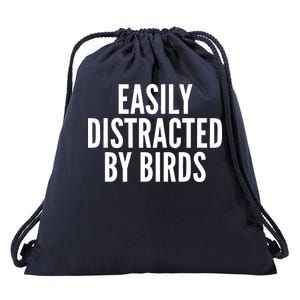 Easily Distracted By Birds Drawstring Bag