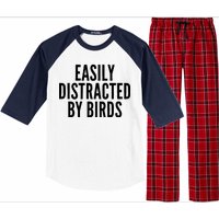 Easily Distracted By Birds Raglan Sleeve Pajama Set